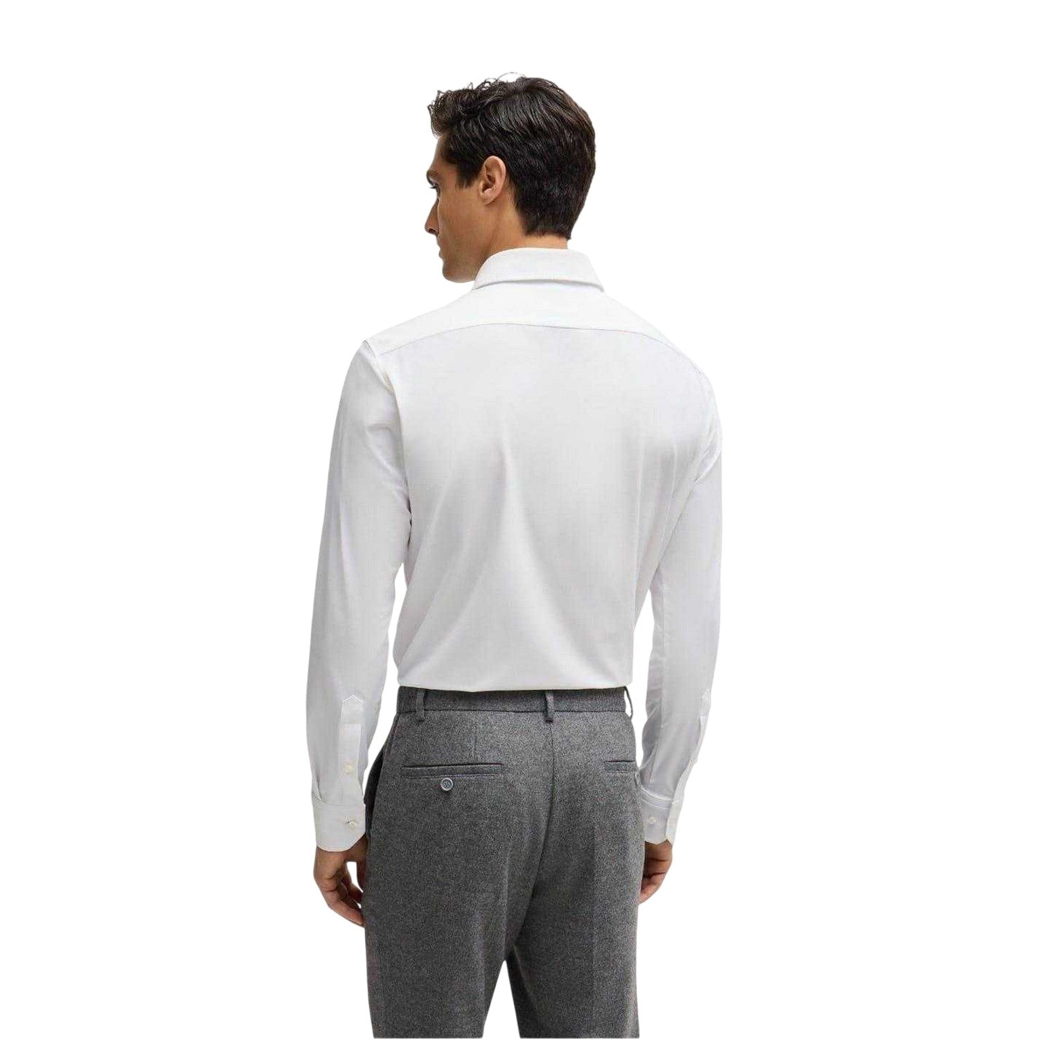 White - Back - Boss Mens Joe Oxford Point Collar Long-Sleeved Shirt