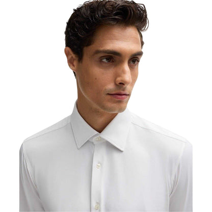 White - Side - Boss Mens Joe Oxford Point Collar Long-Sleeved Shirt