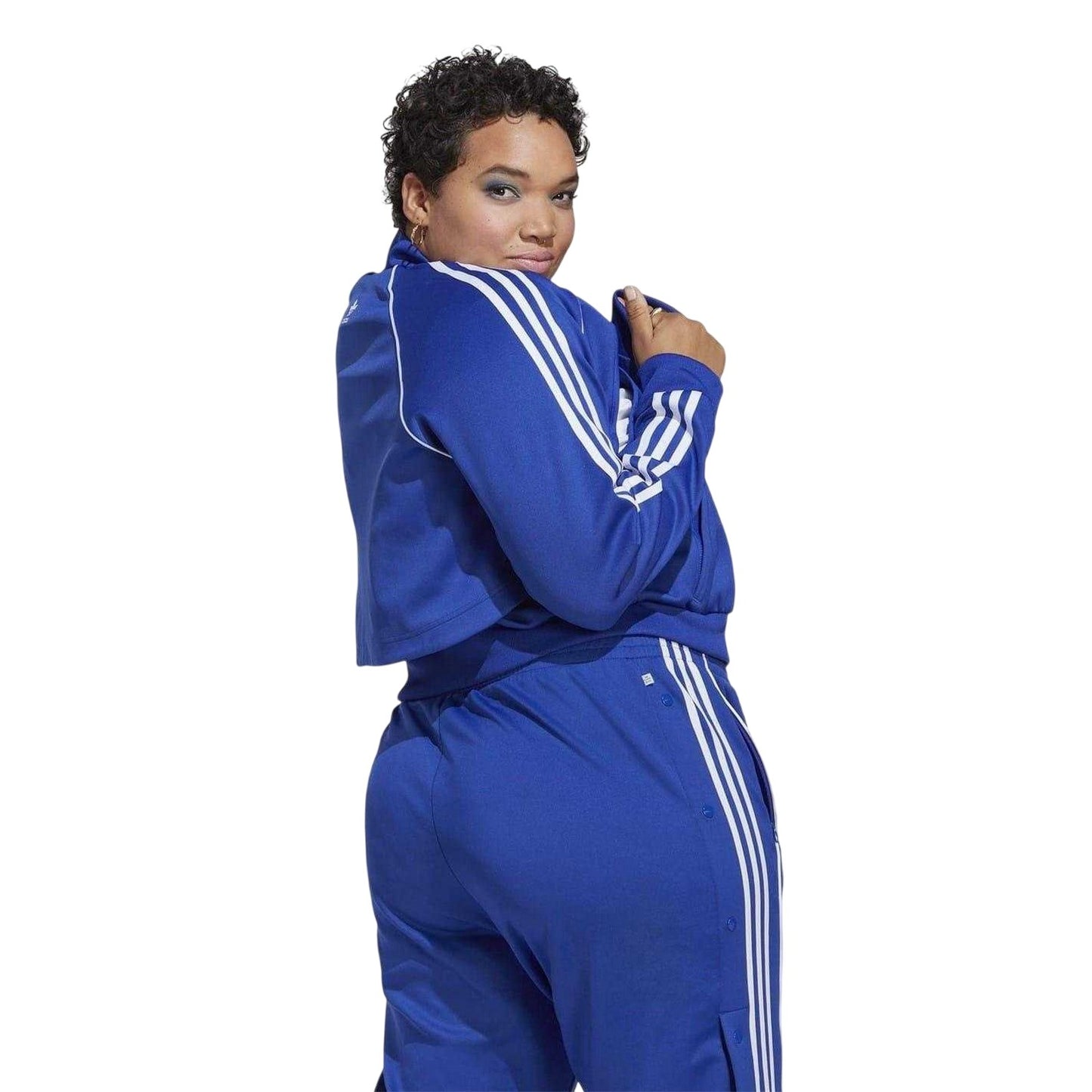 Blue - Back - Adidas Womens-Ladies Originals 3 Stripes Track Jacket
