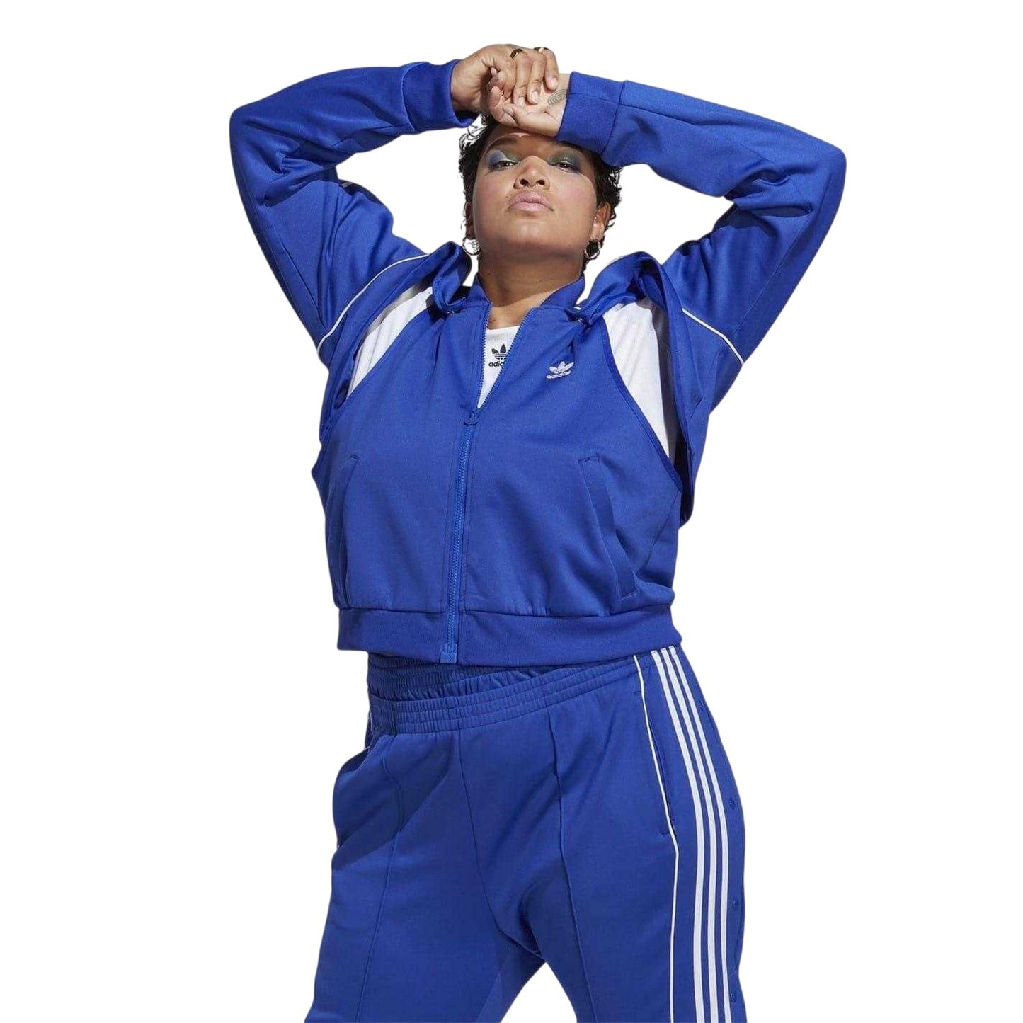 Blue - Lifestyle - Adidas Womens-Ladies Originals 3 Stripes Track Jacket