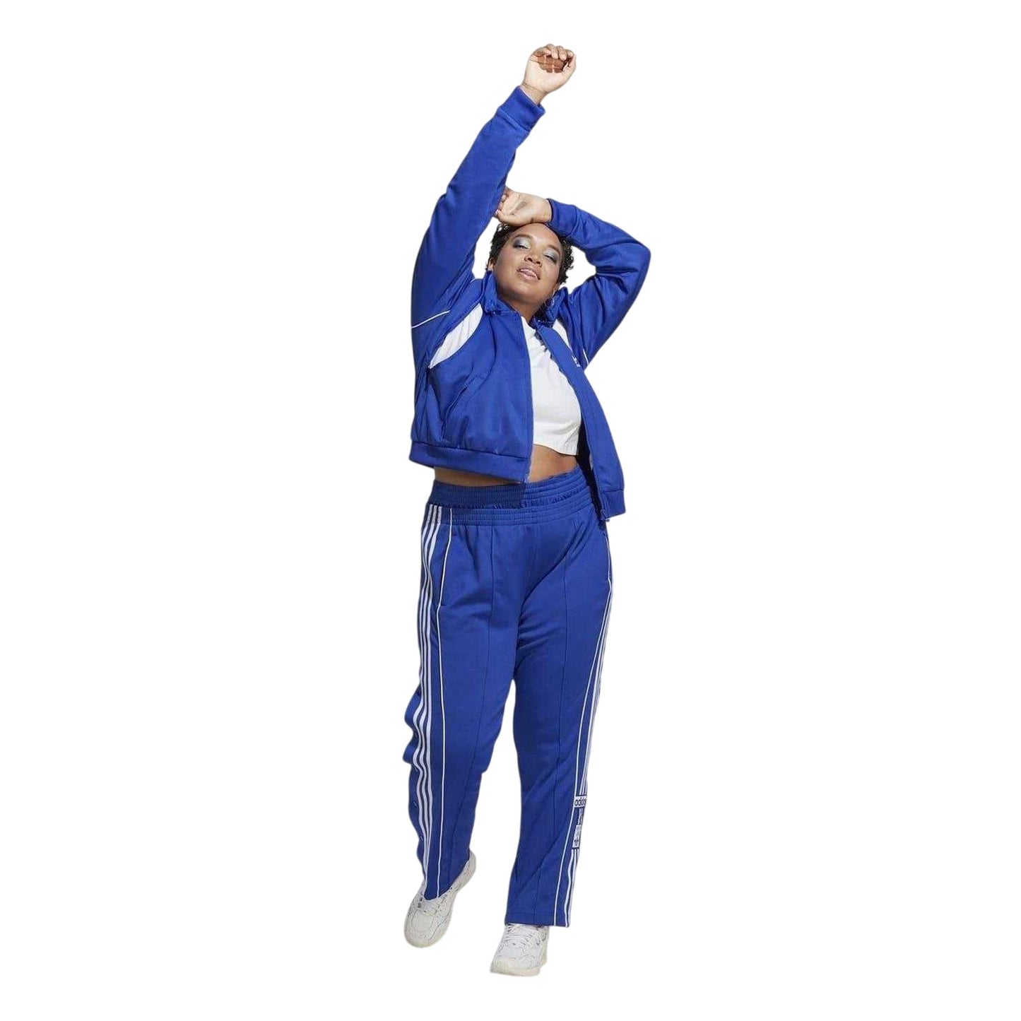 Blue - Pack Shot - Adidas Womens-Ladies Originals 3 Stripes Track Jacket