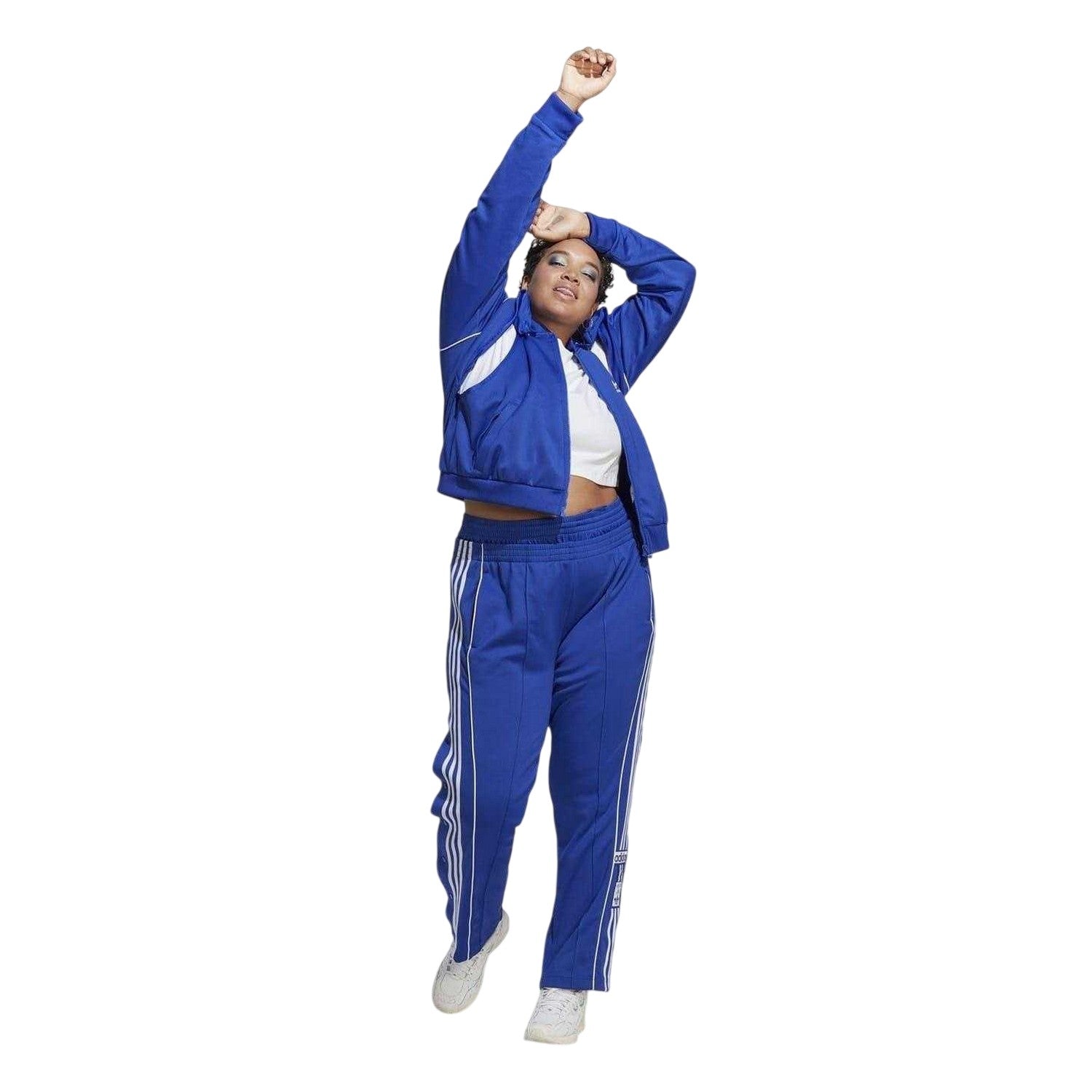 Blue - Pack Shot - Adidas Womens-Ladies Originals 3 Stripes Track Jacket