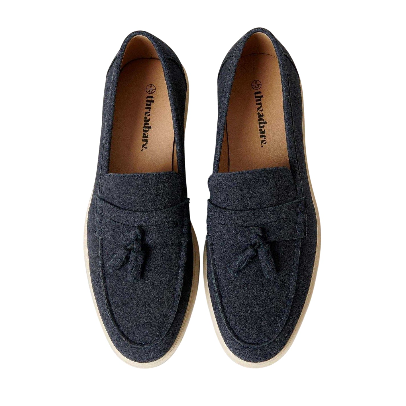 Navy - Side - Threadbare Mens Alistair Suede Loafers