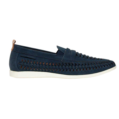 Navy - Front - Threadbare Mens Aaron Woven Loafers