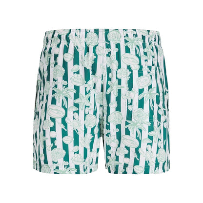 Green - Back - Jack And Jones Mens Seashell Swim Shorts