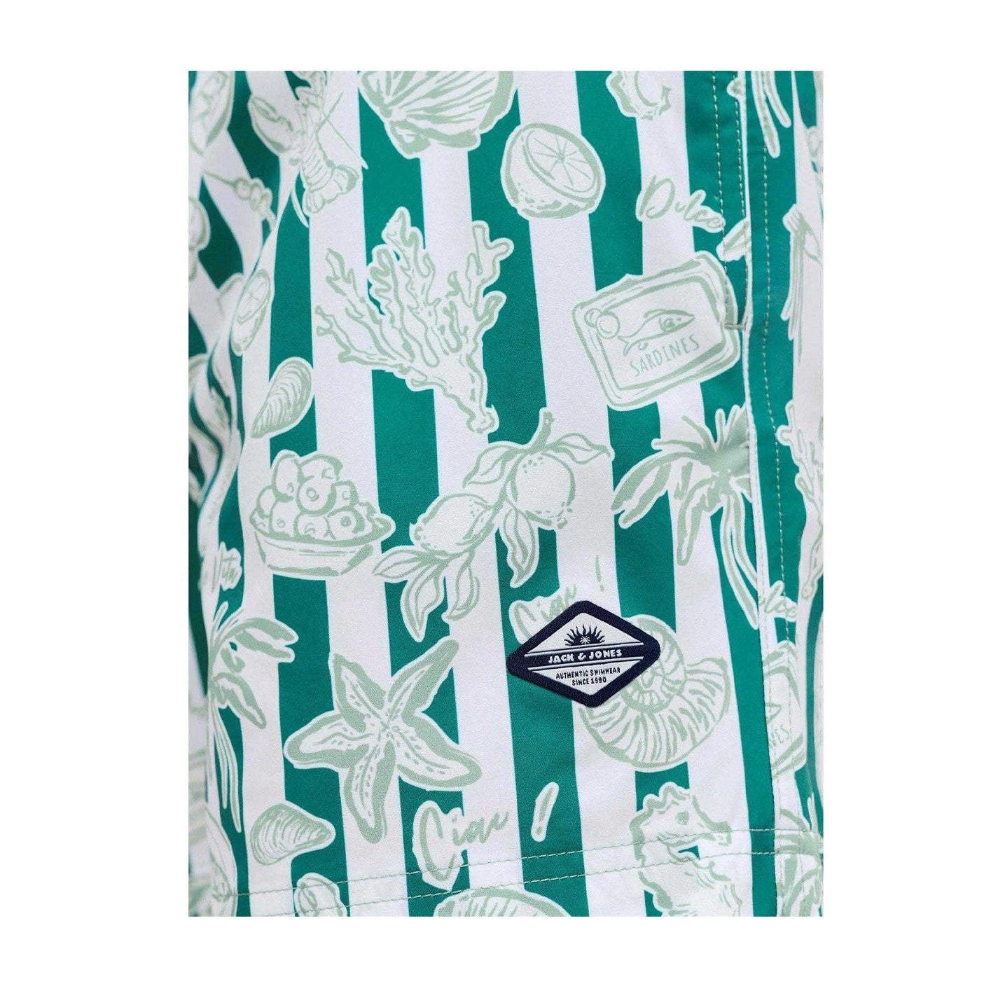 Green - Side - Jack And Jones Mens Seashell Swim Shorts