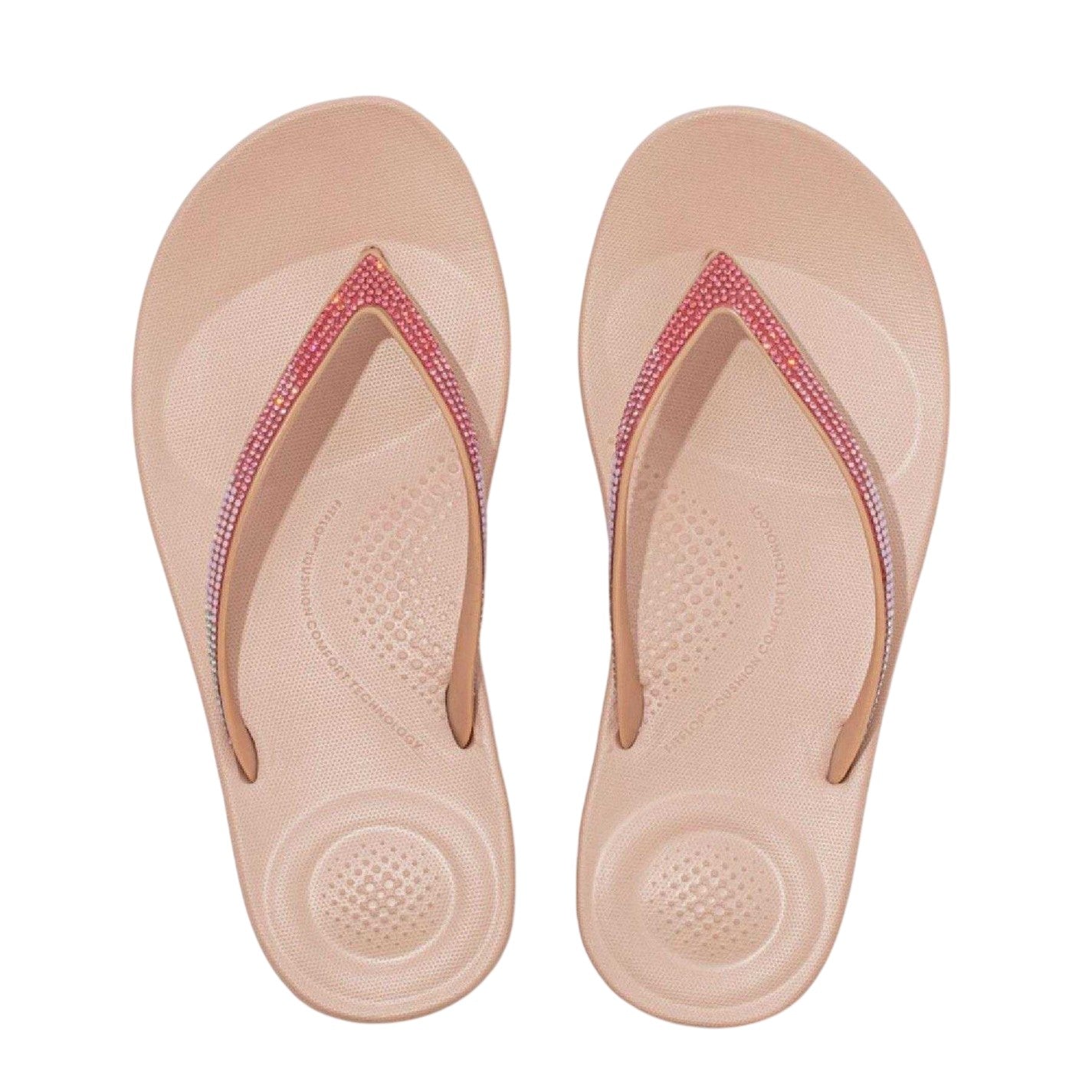 Beige - Side - Fit Flop Womens-Ladies Wedge Flip Flops