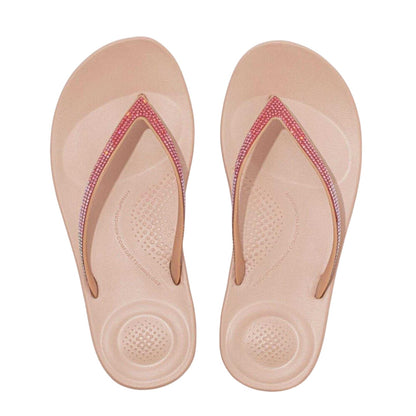 Beige - Side - Fit Flop Womens-Ladies Wedge Flip Flops