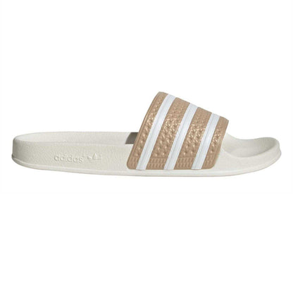 Beige - Front - Adidas Mens Adilette Striped Sliders