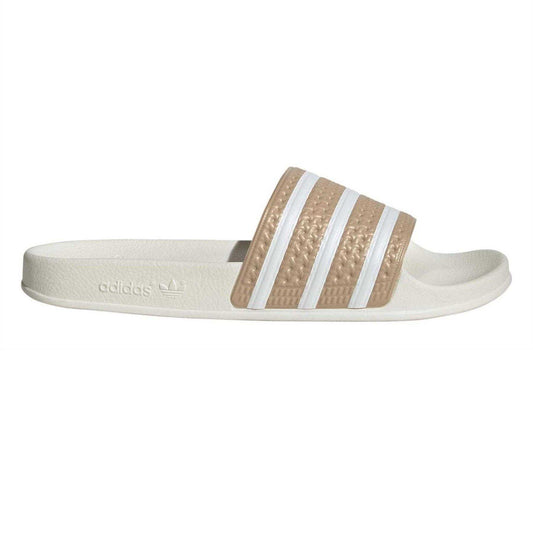 Beige - Front - Adidas Mens Adilette Striped Sliders