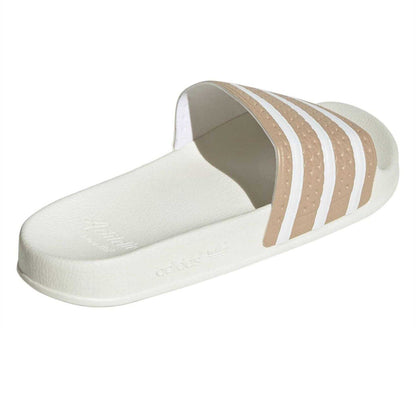 Beige - Back - Adidas Mens Adilette Striped Sliders