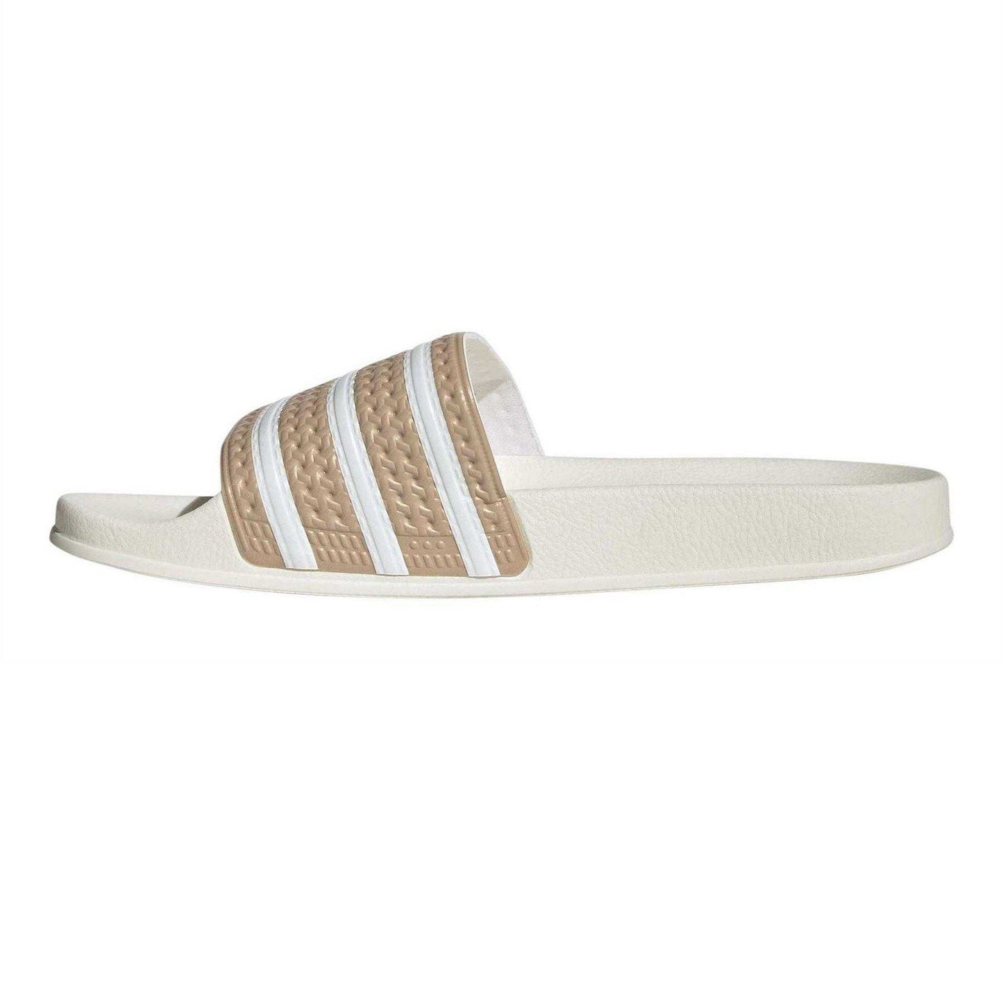 Beige - Side - Adidas Mens Adilette Striped Sliders