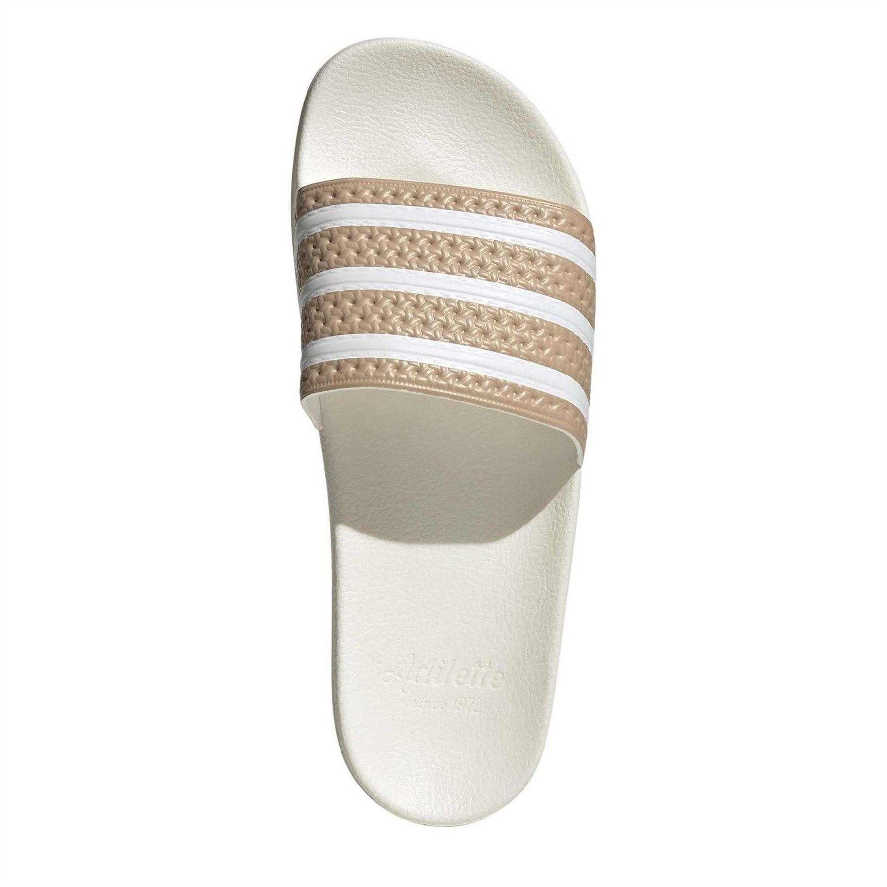Beige - Lifestyle - Adidas Mens Adilette Striped Sliders