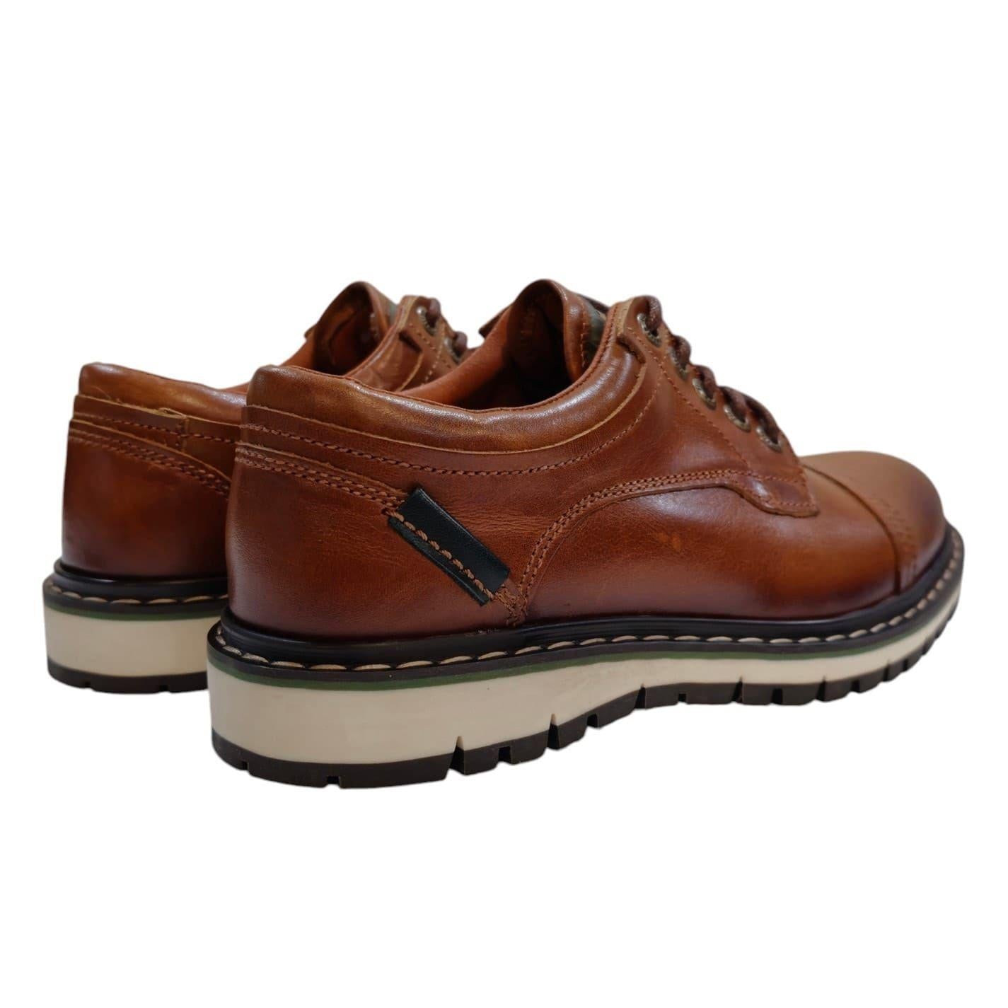 Tan - Back - Firetrap Boys Aubin Mess Leather Shoes