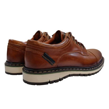 Tan - Back - Firetrap Boys Aubin Mess Leather Shoes