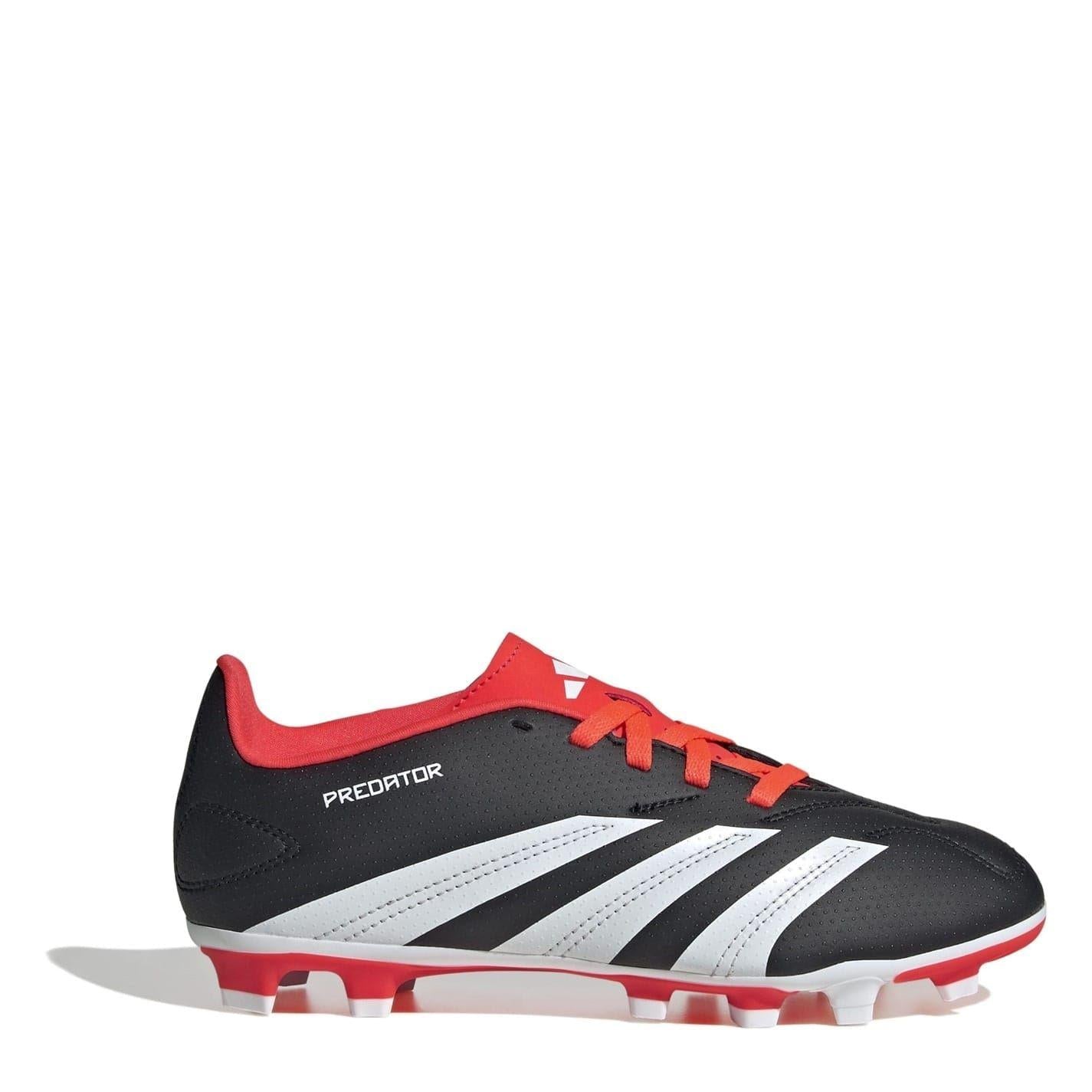 Black-White-Red - Front - Adidas Childrens-Kids Predator Club Flexible Ground Football Boots