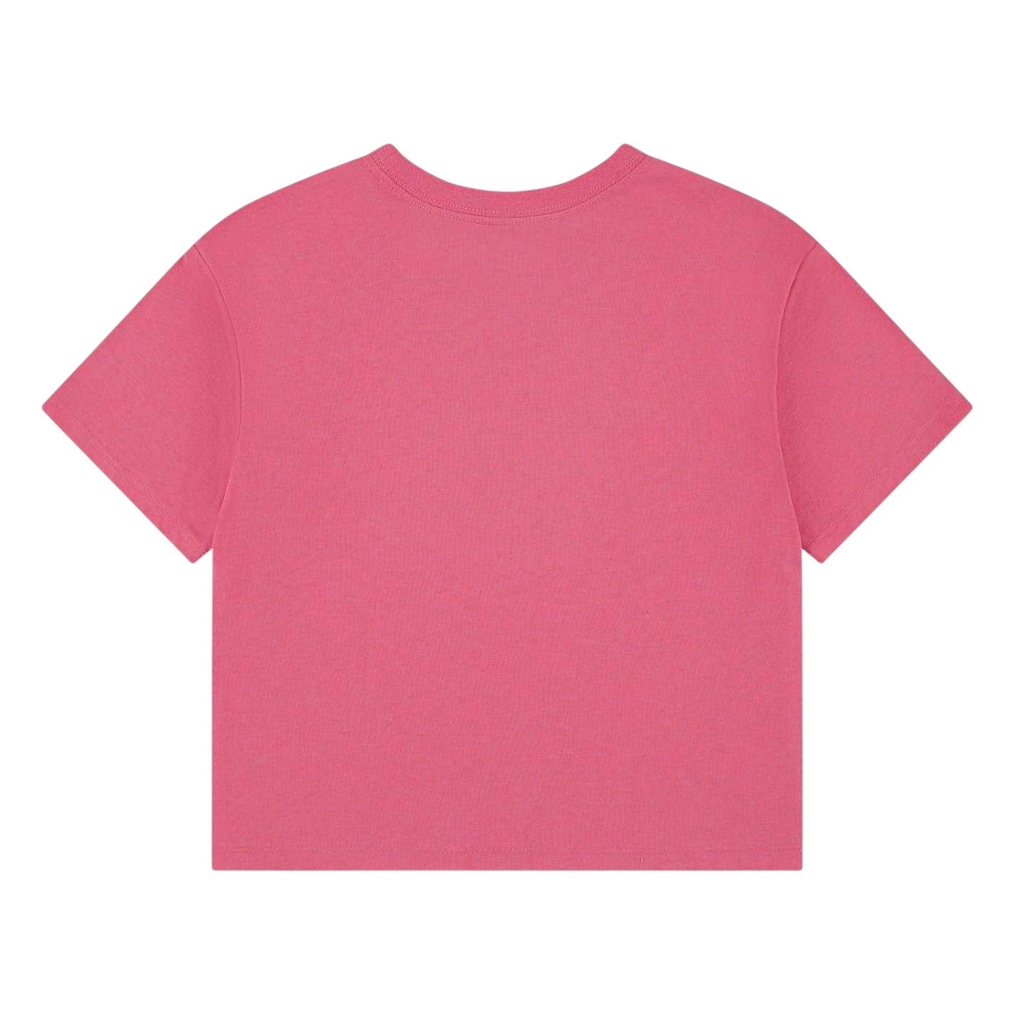 Pink - Back - Nike Girls Logo Crop T-Shirt