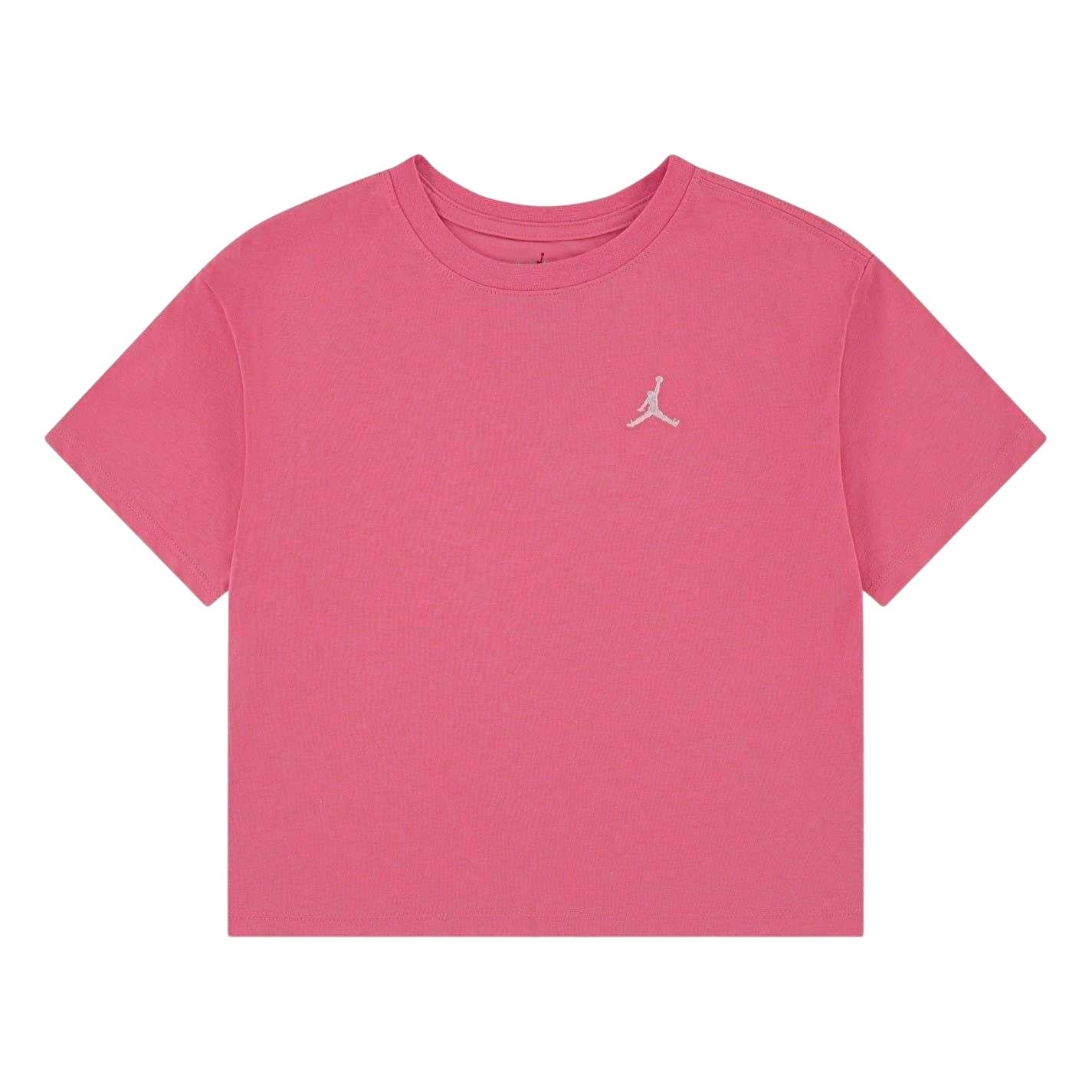 Pink - Front - Nike Girls Logo Crop T-Shirt
