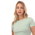Green - Side - Hugo Womens-Ladies Stacked Logo Slim Crop T-Shirt