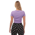 Purple - Back - Hugo Womens-Ladies Stacked Logo Slim Crop T-Shirt