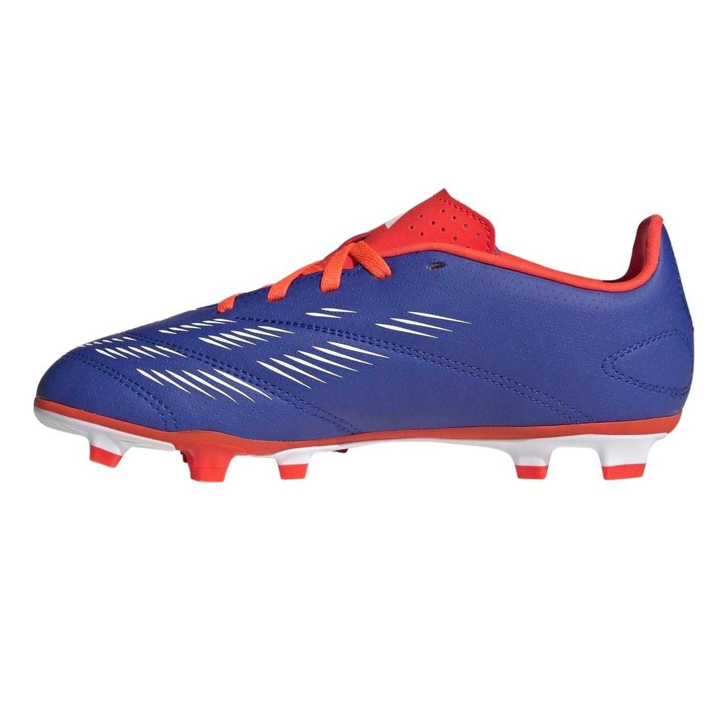 Blue-White-Red - Back - Adidas Childrens-Kids Predator Club Graphic Print Firm Ground Football Boots