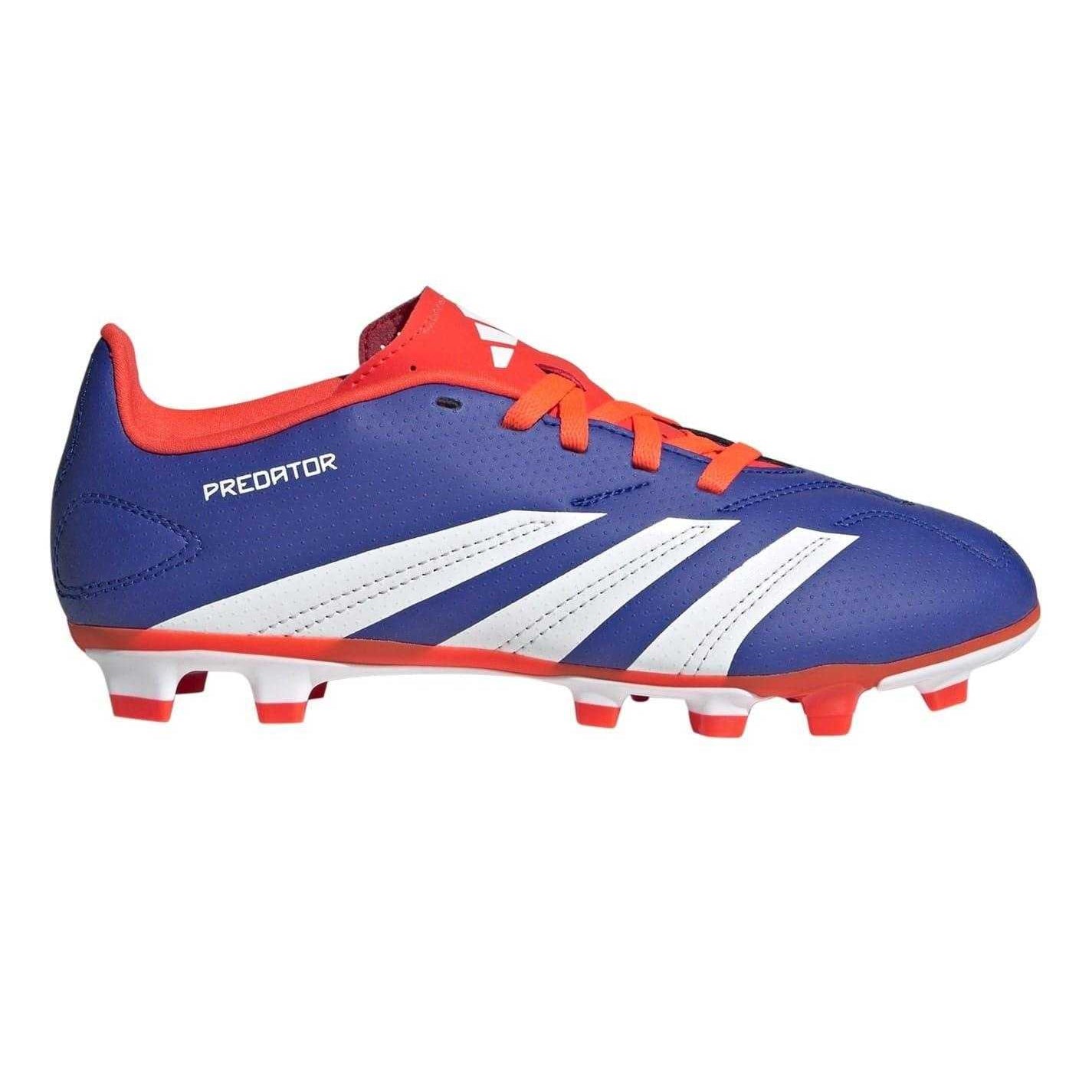 Blue-White-Red - Front - Adidas Childrens-Kids Predator Club Graphic Print Firm Ground Football Boots