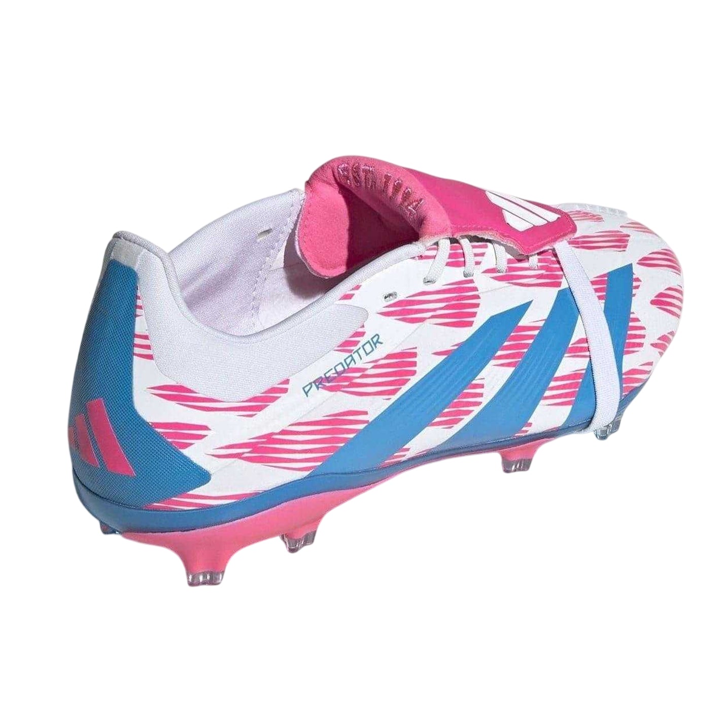 White-Pink - Back - Adidas Childrens-Kids Predator Elite Synthetic Folded Tongue Firm Ground Football Boots
