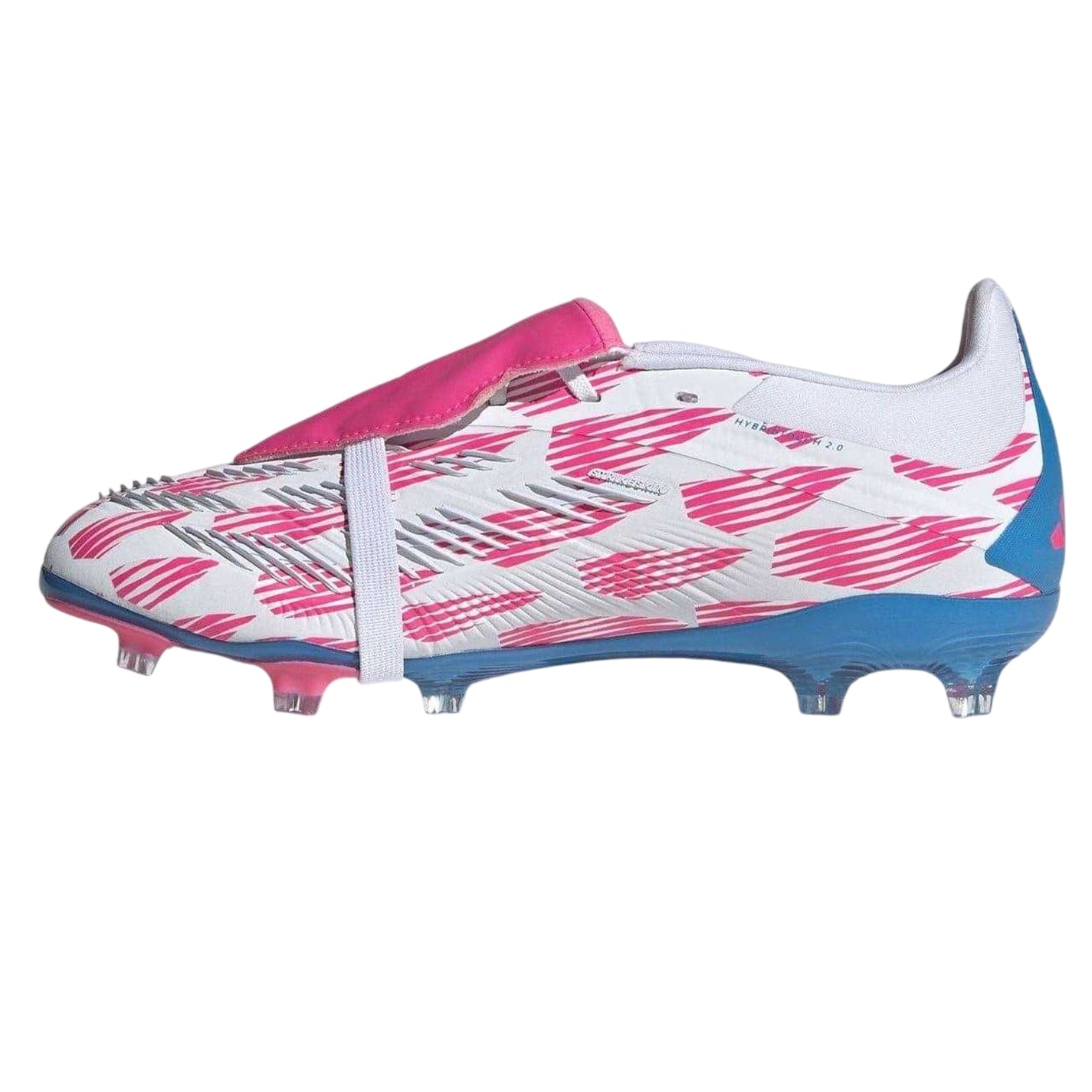 White-Pink - Side - Adidas Childrens-Kids Predator Elite Synthetic Folded Tongue Firm Ground Football Boots