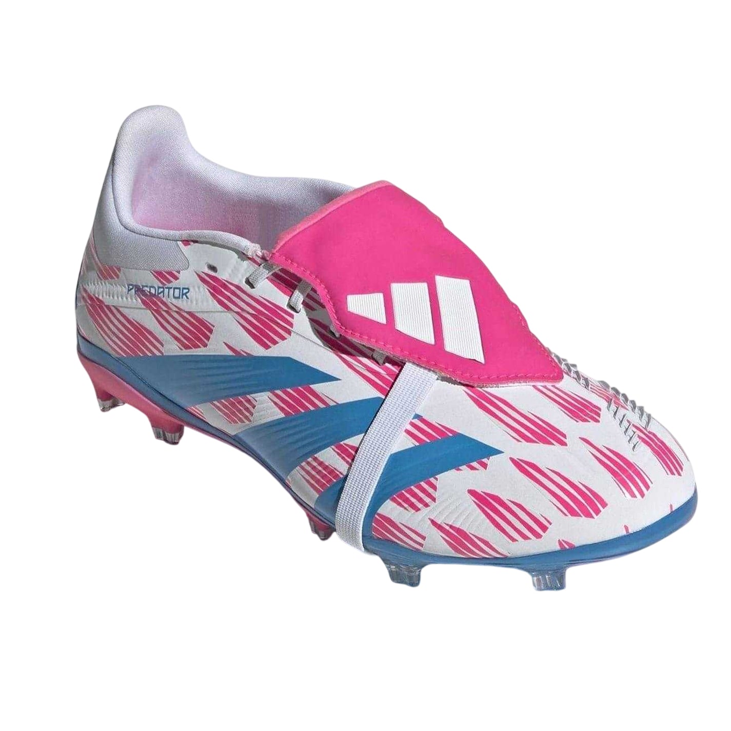 White-Pink - Pack Shot - Adidas Childrens-Kids Predator Elite Synthetic Folded Tongue Firm Ground Football Boots