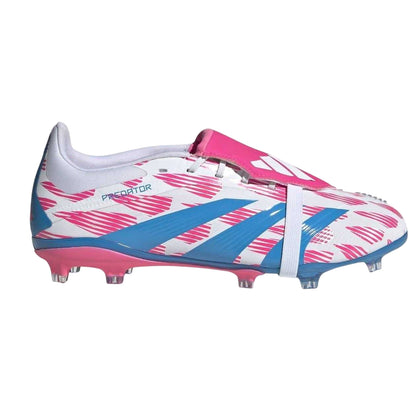 White-Pink - Front - Adidas Childrens-Kids Predator Elite Synthetic Folded Tongue Firm Ground Football Boots