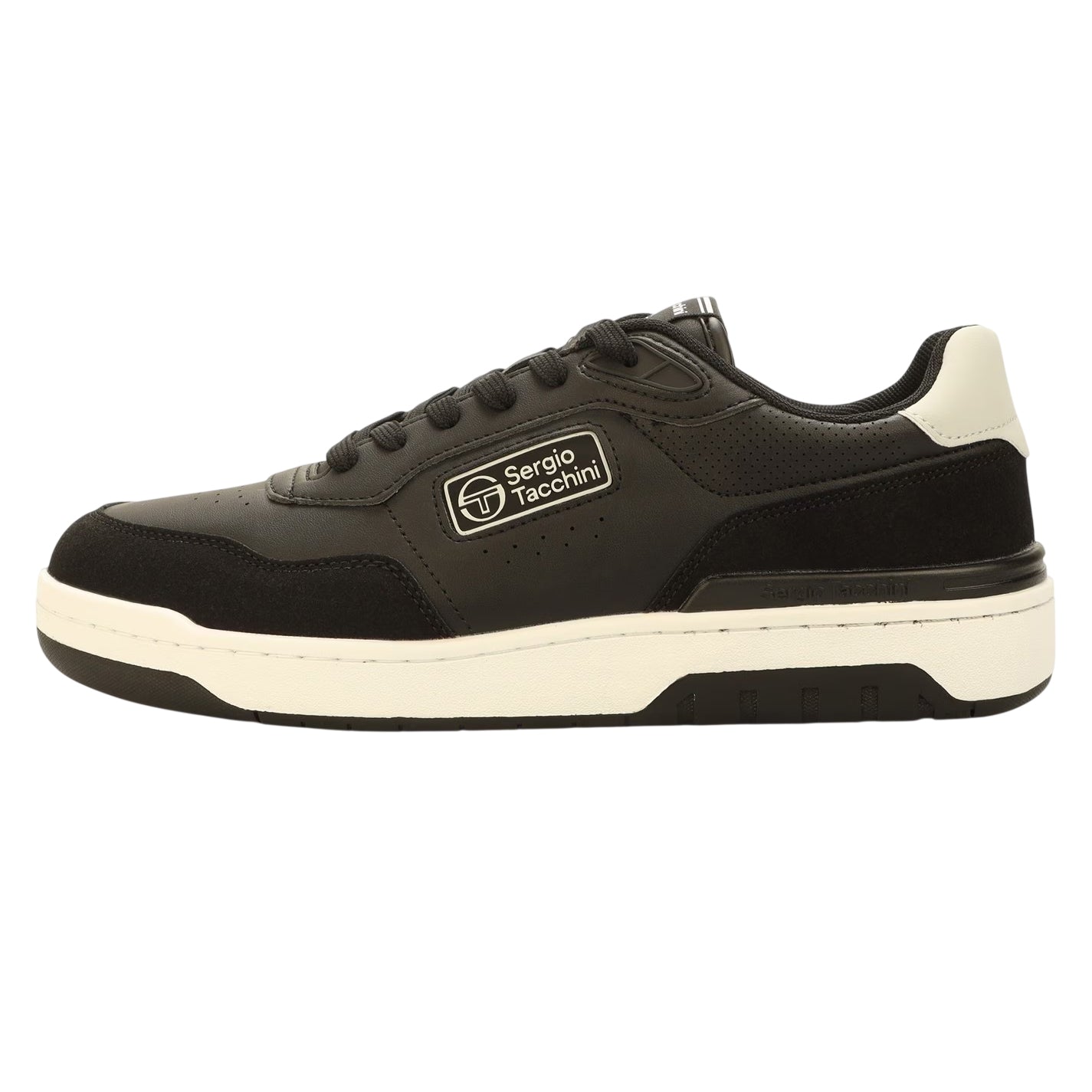 Black-Dark Blue - Side - Sergio Tacchini Mens Livorno Leather Trainers
