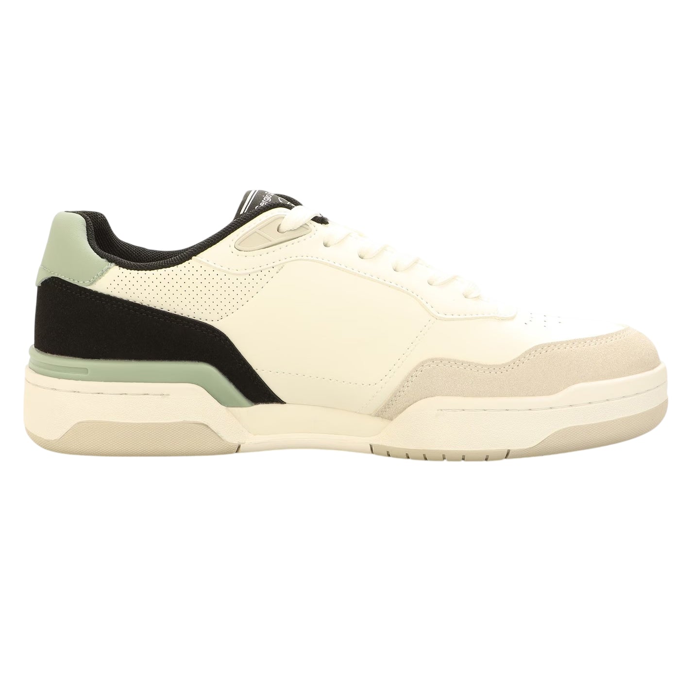 White-Grey-Ice Green - Front - Sergio Tacchini Mens Livorno Leather Trainers