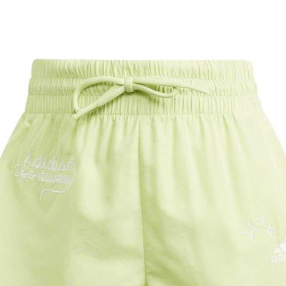 Green - Side - Adidas Womens-Ladies Bluv Lettering Double Layer Running Shorts