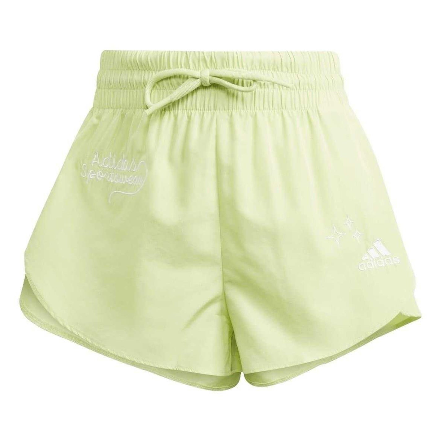 Green - Front - Adidas Womens-Ladies Bluv Lettering Double Layer Running Shorts