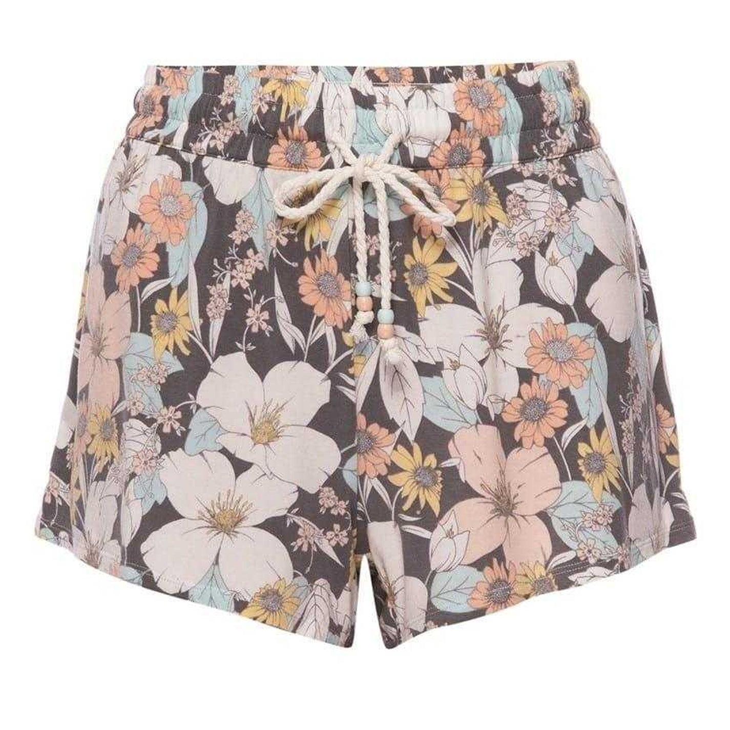 Brown-White-Multicoloured - Front - PJ Salvage Womens-Ladies Salvage Floral Relaxed Fit Shorts