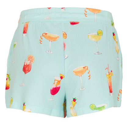 Aqua-Multicoloured - Back - PJ Salvage Womens-Ladies Let´s Drink About It Jersey Relaxed Fit Lounge Shorts