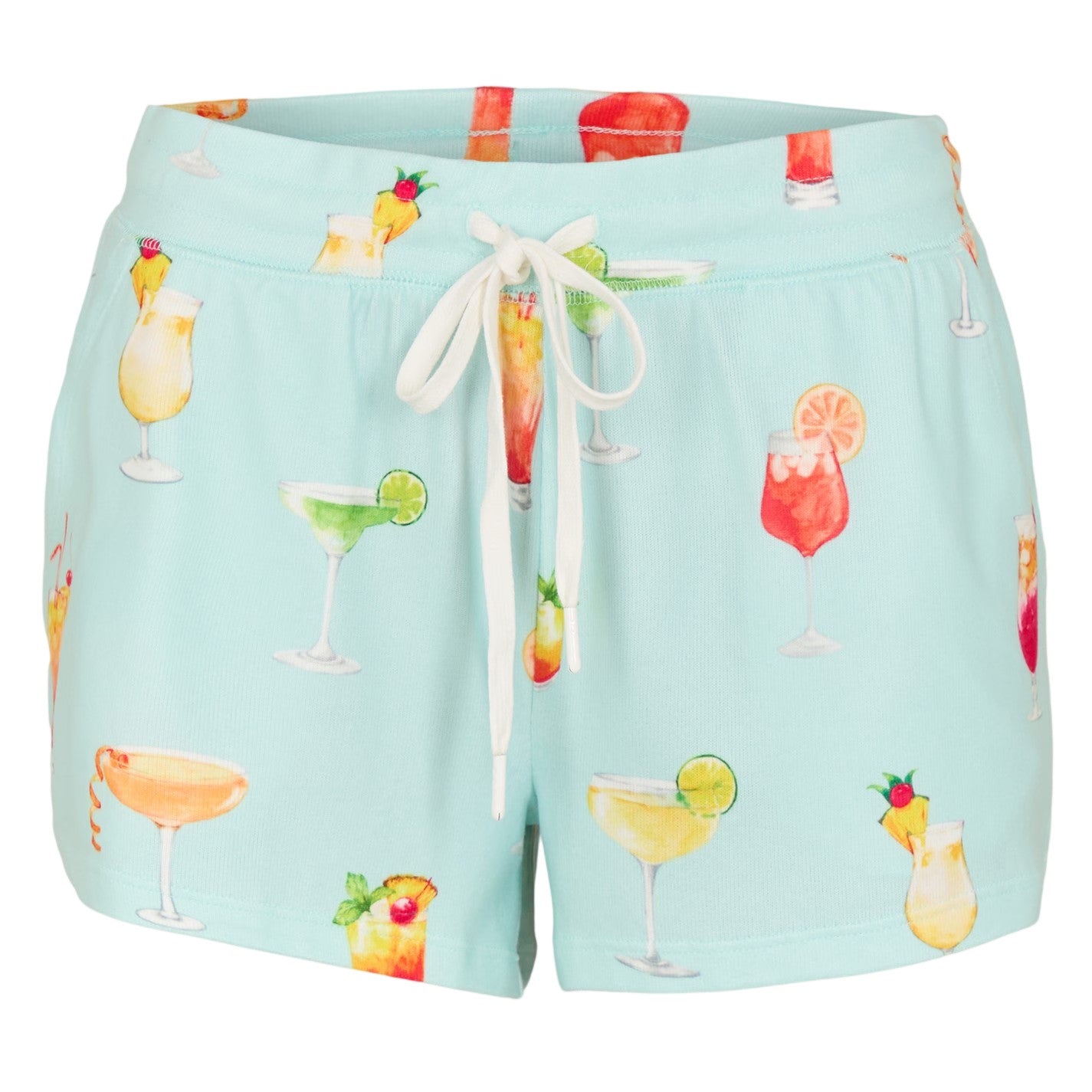 Aqua-Multicoloured - Front - PJ Salvage Womens-Ladies Let´s Drink About It Jersey Relaxed Fit Lounge Shorts