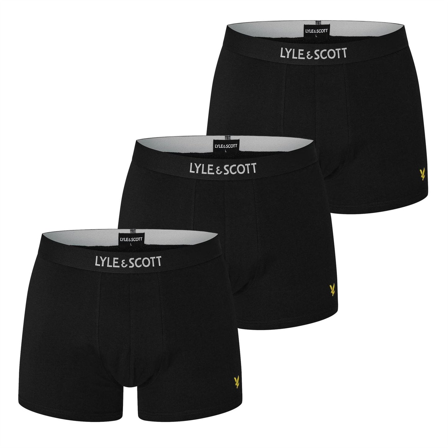 Black - Front - Lyle & Scott Mens Nathan Cotton Boxer Shorts (Pack of 3)