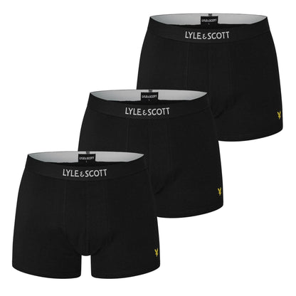 Black - Front - Lyle & Scott Mens Nathan Cotton Boxer Shorts (Pack of 3)