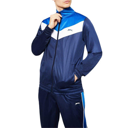 Royal Blue-White - Side - Slazenger Mens Chevron Lightweight Tracksuit Set