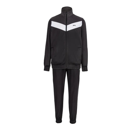 Black-Charcoal - Front - Slazenger Mens Chevron Lightweight Tracksuit Set