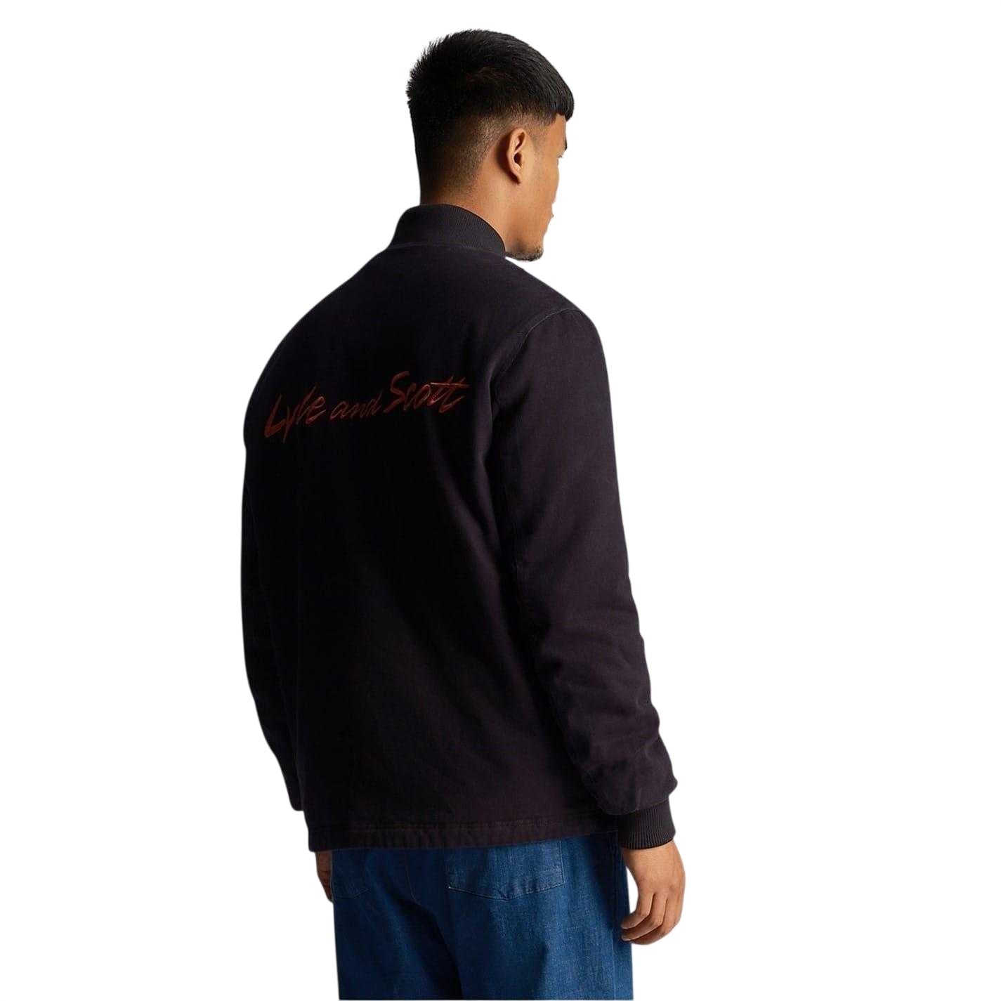 Dark Navy - Back - Lyle & Scott Mens Collared Bomber Jacket