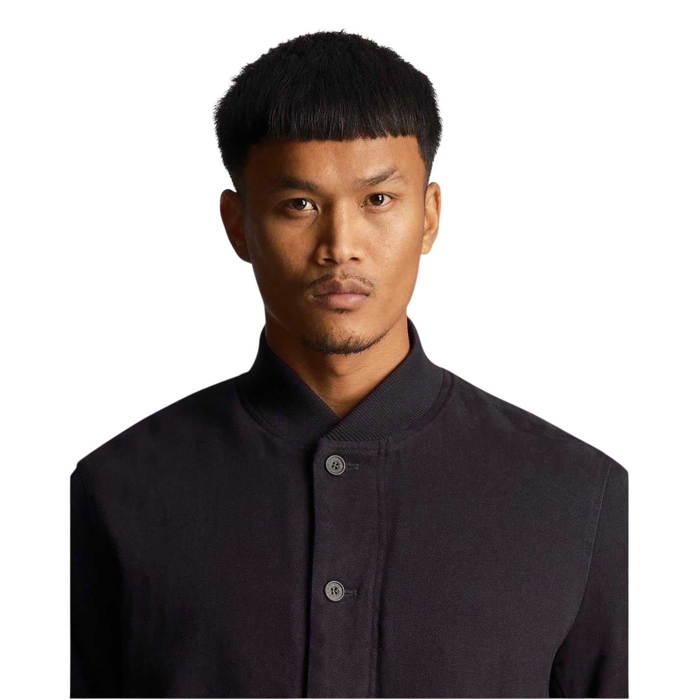 Dark Navy - Side - Lyle & Scott Mens Collared Bomber Jacket