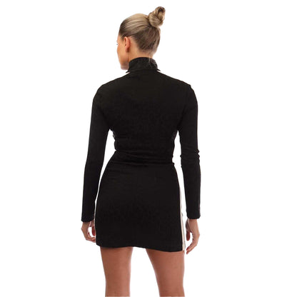 Black-White - Back - Palm Angels Womens-Ladies Leopard Jacquard Mini Dress