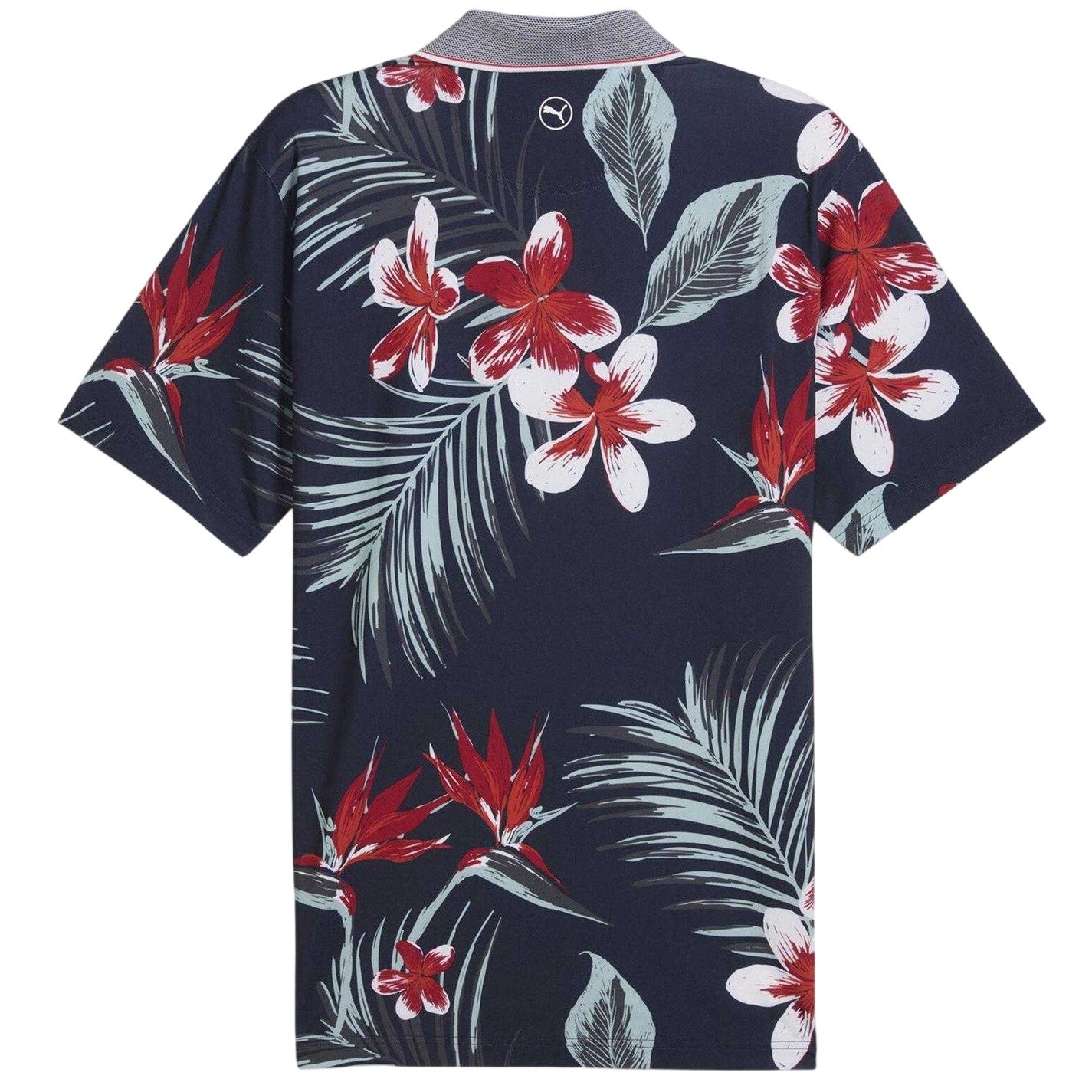 Dark Navy-Red - Back - Puma Mens Mattr Luau Floral Performance Polo Shirt