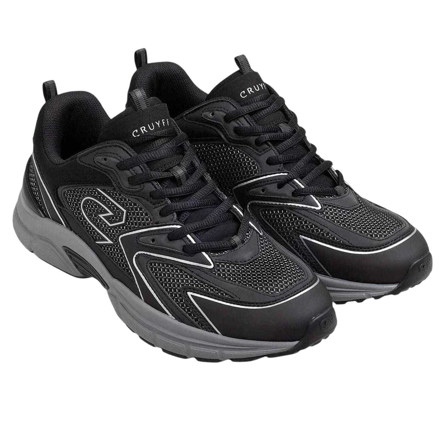 Black-Grey - Back - Cruyff Mens Scorpius Logo Low Cut Trainers