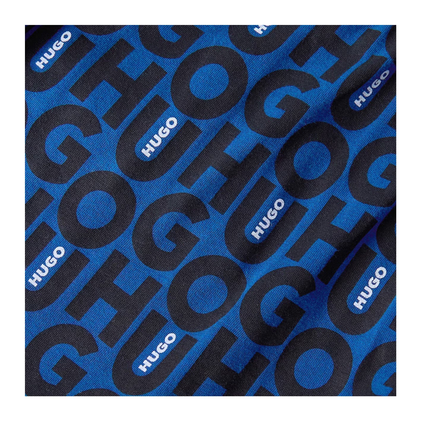Dark Blue - Side - Hugo Mens Fleece All Over Logo Sweat Shorts