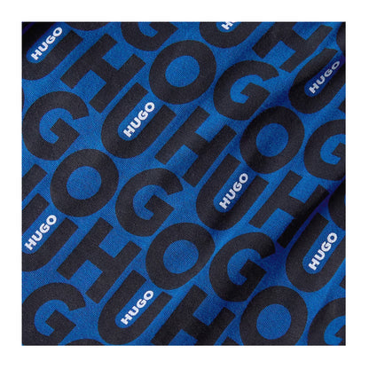 Dark Blue - Side - Hugo Mens Fleece All Over Logo Sweat Shorts