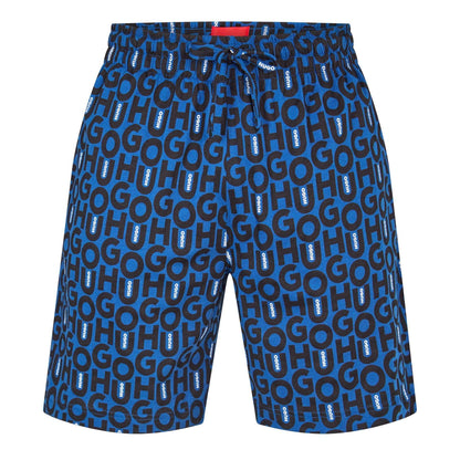 Dark Blue - Front - Hugo Mens Fleece All Over Logo Sweat Shorts