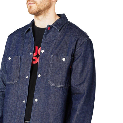 Dark Wash - Side - Hugo Boss Mens X Replay Denim Oversized Overshirt